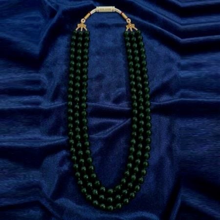 Handcrafted Green Glass Bead Layered Necklace